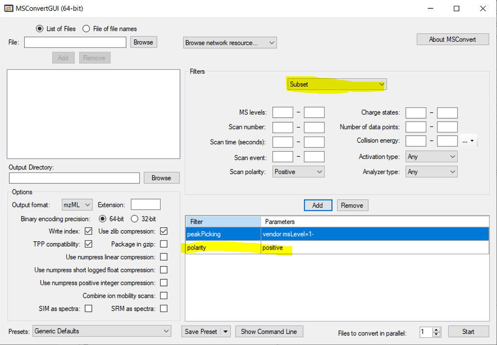LCMS data in polarity switch- XCMS- MSconvert parameters - LCMS - IFB ...