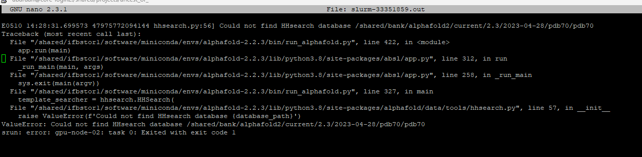 Error msg alphafold 2.2.3